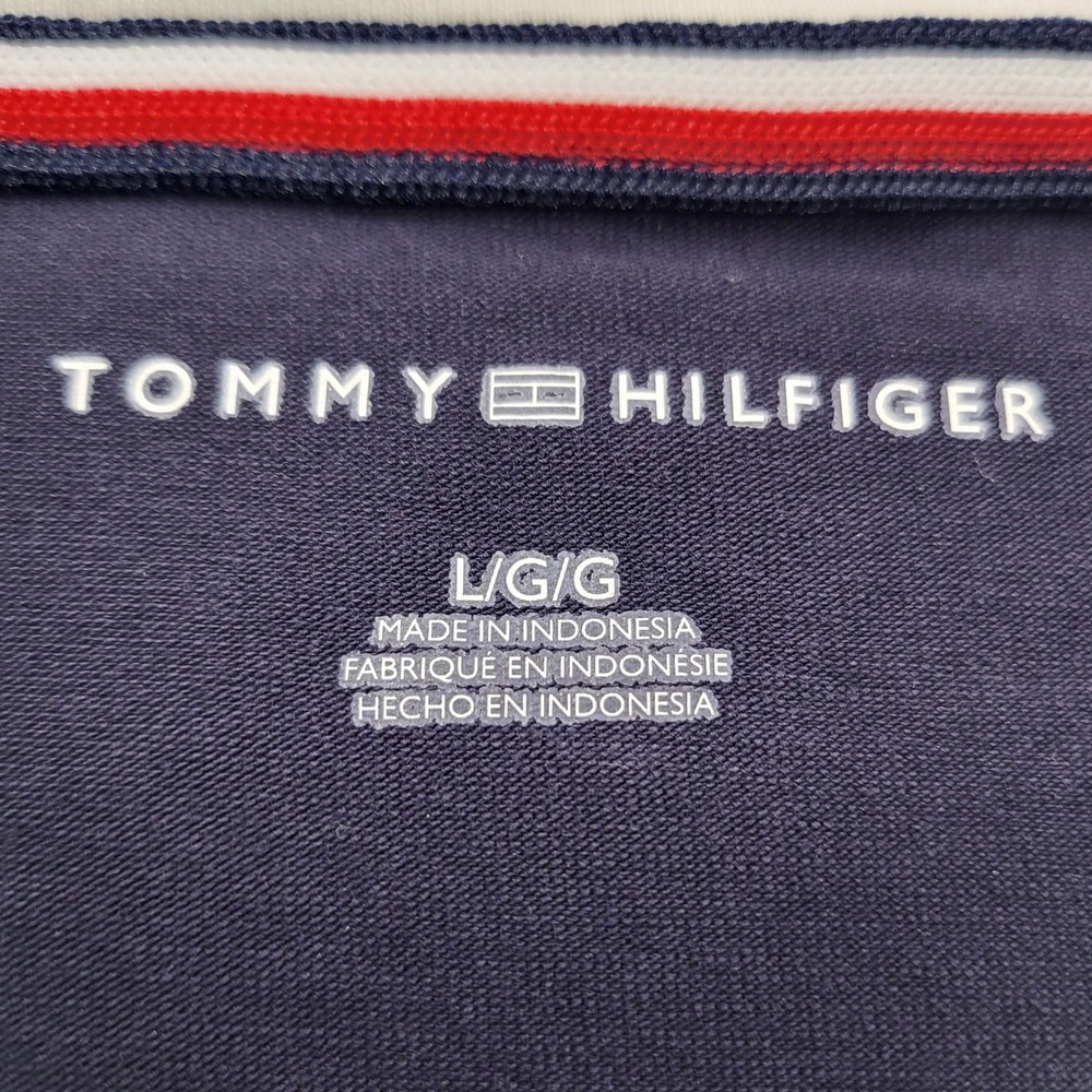 Tommy Hilfiger T-Shirt Striped Trim Crew Neck Tee Top Comfy Casual Large blue - Picture 4 of 7